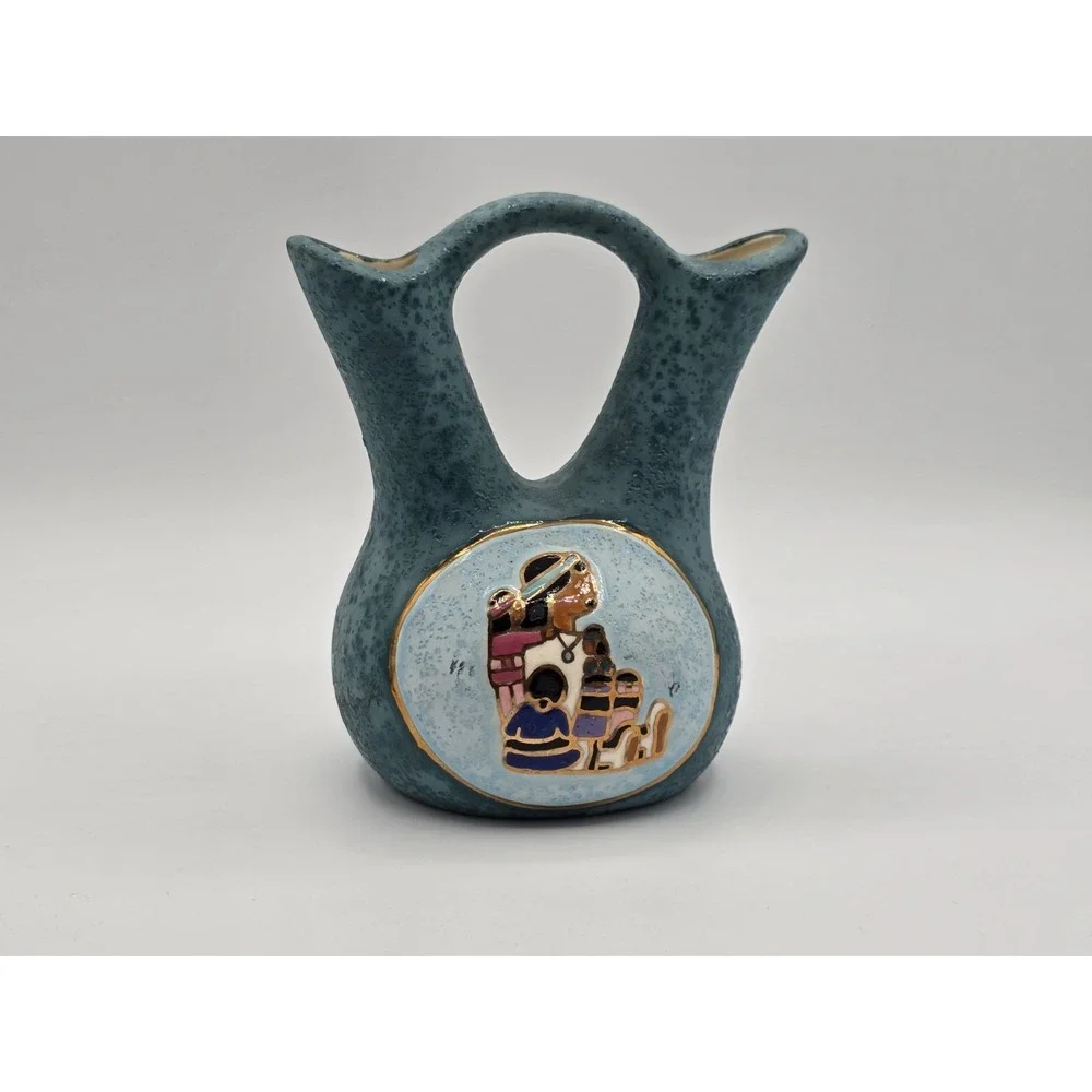 Vintage Signed Navajo Wedding Vase Pottery Native American‎ Southwest Decor 5